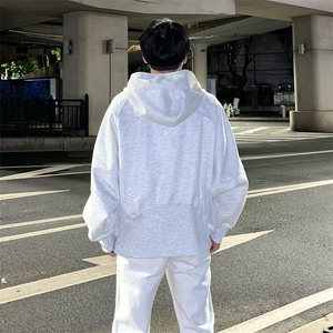 Light Weight春季新品短款360g连帽套头半拉链显肩宽健身卫衣外套图片