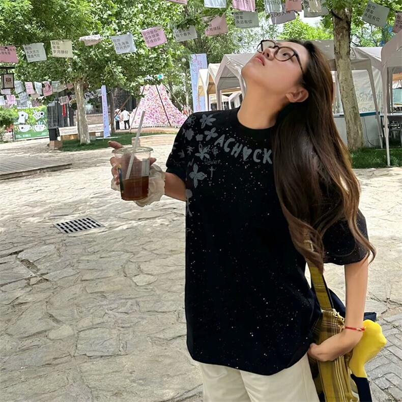 万针全刺绣工艺抖音得物高品质260克重磅纯棉双纱美式高街短袖T恤,男装T恤,电商A486