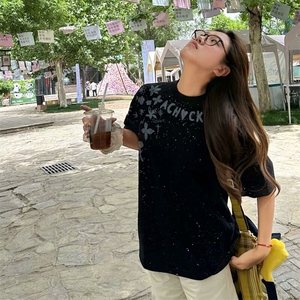 万针全刺绣工艺抖音得物高品质260克重磅纯棉双纱美式高街短袖T恤