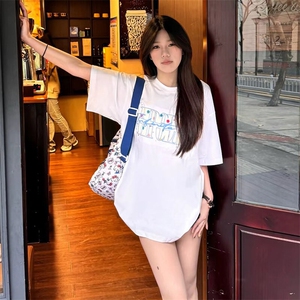 万针全刺绣工艺抖音得物高品质260克重磅纯棉双纱美式高街短袖T恤图片