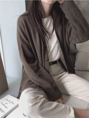 2025年秋季新款女士百搭小春风V领针织开衫，女装针织衫/毛衣，恒恩羊绒