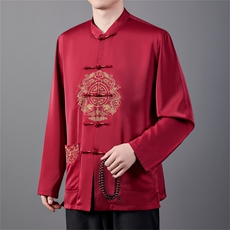 中老年风唐装男士春秋刺绣龙立领中式盘扣夹克HL23910-P105，男装夹克，星座1105-3