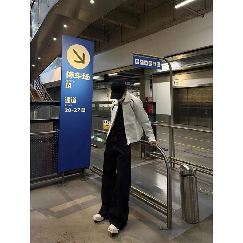 美式复古纯色新款拉链夹克男廓形宽松休闲百搭开衫外套百搭,男装夹克,星座506A