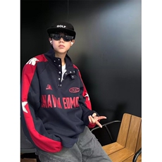 立领卫衣男春秋季新款美式潮流宽松上衣服大码休闲套头外套，女装短外套，星座506A