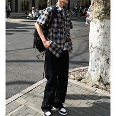 微喇机能拼接扣子牛仔小黑裤潮牌直筒裤男士高街长裤~B783，男装休闲裤，星座601-2