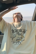 已注册/夏季外景搞怪印花短袖T恤男潮宽松情侣打底衫DT00137/P25，男装T恤，电商B316