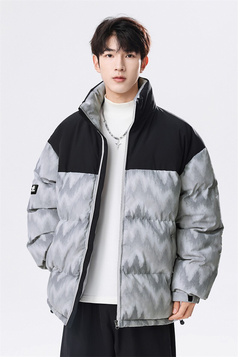 秋冬2024新款立领加厚拼接印花棉衣外套A436-5902-P98控价138,男装棉衣,电商A436