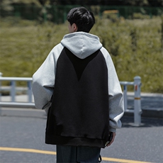 主推M-6XL大码420克重磅华棉秋季连帽拼色开衫卫衣109-W23618-P60，男装卫衣，星座109