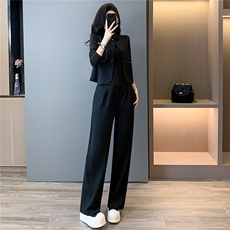欧货时尚休闲运动套装女秋季马甲外套内搭深灰打底衫阔腿裤三件套，女装套装/套裙，2C310