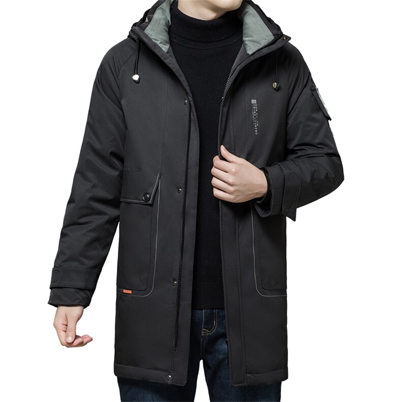 中年男连帽中长款羽绒服男冬装外套白鸭绒爸爸装XXA7022-6-P355，男装羽绒服，电商B212（原钱塘6029）