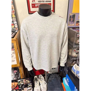 26春装硬挺boxy 男女美式高街蜂窝华夫格刺绣圆领长袖卫衣打底衫图片