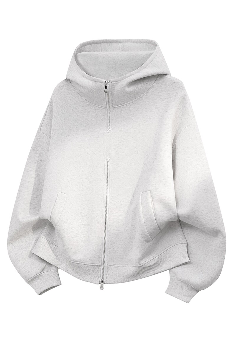 重磅全棉450克双拉链开衫连帽卫衣纯色短宽外套男潮RH5329-P57,女装短外套,星座610B-1