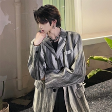 自家图小众烟熏设计毛呢垫肩西装外套1516-P105(夹棉P120)，男装西服套装，星座910-5
