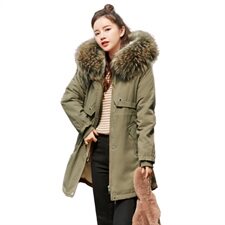 2021冬季新款舒适时尚大毛领派克服，女装棉衣/棉服，贵人树