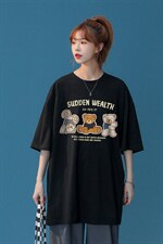 中性风2023夏季新款小熊印花圆领休闲宽松短袖T恤T1089P25控38，男装T恤，A247A