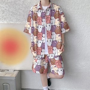 TZ1149-特48 控88 多色海滩冰丝凉感大码套装衬衫速干运动两件套图片