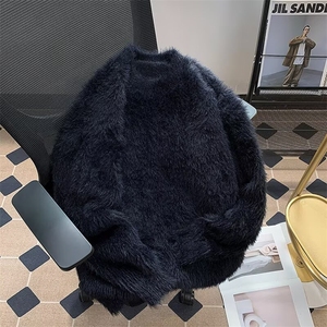 海马毛慵懒风软糯毛衣男百搭针织衫圆领潮流打底衫上衣M9900-p63图片