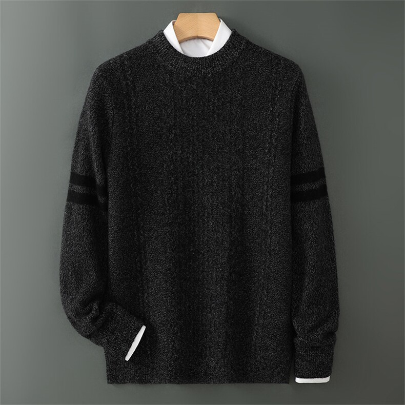 圆领毛衣男帅气秋冬新款套头时尚羊毛衫线衣男装，男装羊毛衫，琳华羊绒