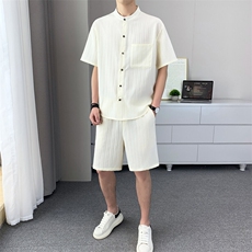 T620-P70新款套装时尚百搭衬衫短袖短裤套装男薄款透气立领，男装休闲套装，星座507A（原星座306B-2）
