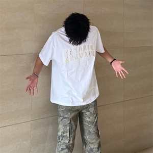 万针全刺绣工艺抖音得物高品质260克重磅纯棉双纱美式高街短袖T恤图片