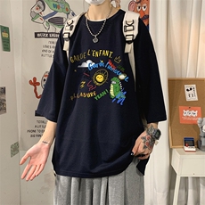 Q11219-P30春夏季七分袖t恤男大码五分袖男短袖中袖，男装T恤，电商A040