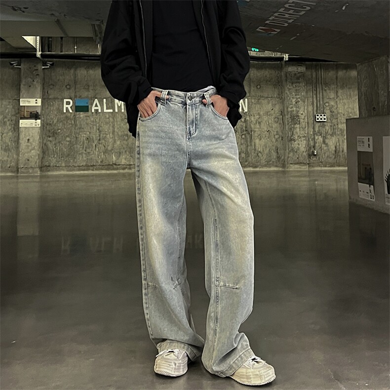902-3021-P39现货一直做复古牛仔裤男女同款直筒宽松阔腿版型，男装牛仔裤，星座902A