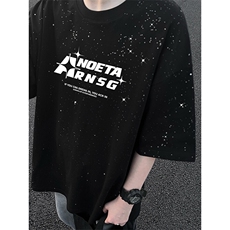 可48小时发货支持抖音得物来样二开美式满天星亮片短袖T恤MTX694，男装T恤，电商A486