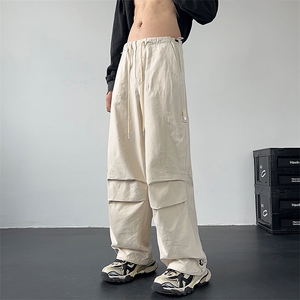 美式复古褶皱纯色多口袋工装裤街舞伞兵裤XZ211-1-K2342-P65图片