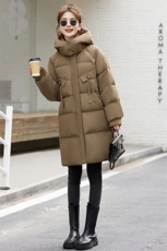 高端羽绒服女中长款2024年冬季新款小个子韩版时尚白鸭绒加厚外套，女装羽绒服，琦鑫阁（原依鑫阁）