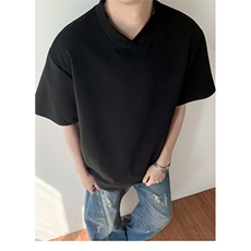港风夏款男纯棉T恤V领短袖汗衫T恤T122P40，男装T恤，星座1013-1