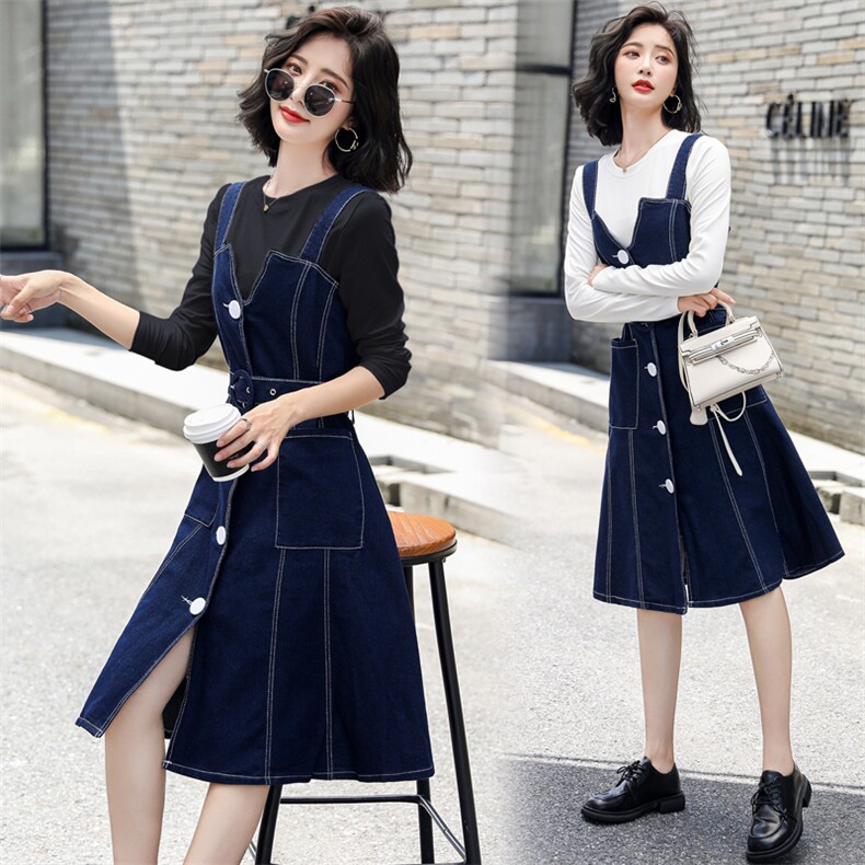 2022新款减龄洋气套装网红显瘦港味休闲套裙收腰背带裙女秋，女装套装/套裙，瑶迪依秀