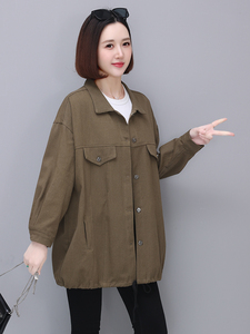 风衣女风衣中长款2023年新款中年女装宽松大码休闲外套图片