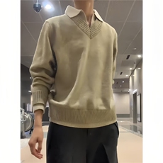 翻领毛衣女秋季长袖宽松显瘦上衣POLO领针织衫打底衫LM0388-P60，男装T恤，星座1008