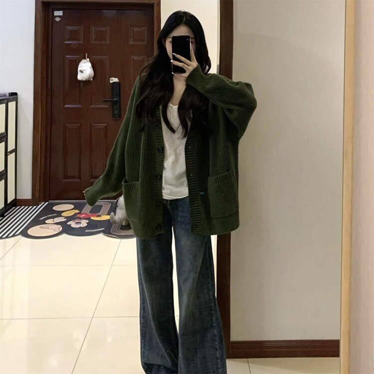 日系学院风复古宽松遮肉针织衫女学生秋冬季宽松软糯开衫毛衣外套,男装针织衫/毛衣,星座218-8