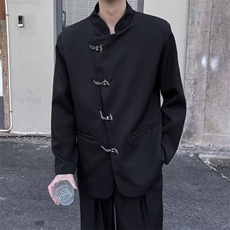 新中式西装外套男西服高级感立领上衣垫肩中山装套装春季JKA146，男装西服套装，星座516A