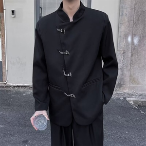 新中式西装外套男西服高级感立领上衣垫肩中山装套装春季JKA146图片
