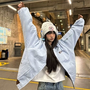 美式学院风刺绣宽松夹克外套女春秋新款飞行员棒球服女小个子穿搭图片