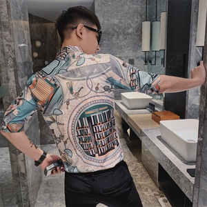 312A-251-P55-控69   2025新款社会小伙五分袖衬衫个性时尚上衣A图片