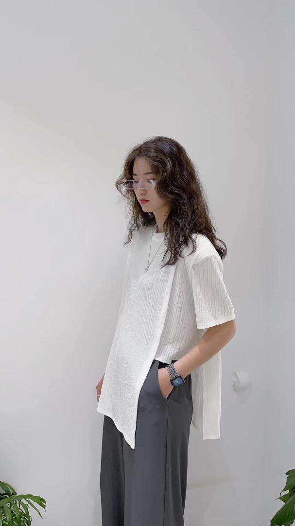 汪尚春shangchun?w 侧长短设计洋气上衣特色斜门襟，其它，SHANGCHUN·W 汪尚春