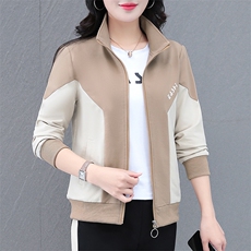 2025新款立领休闲短外套春季连帽印花大码女装开衫宽松高品质上衣，女装短外套，燕颉服饰