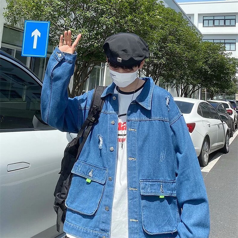 F391P58男生秋装新中式潮牛仔外套男复古宽松水洗做,男装工装外套,星座512-6