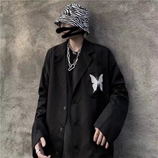 潮流ins暗黑高街嘻哈反光蝴蝶休闲西服西装外套男女潮，男装西服，星座1210-1