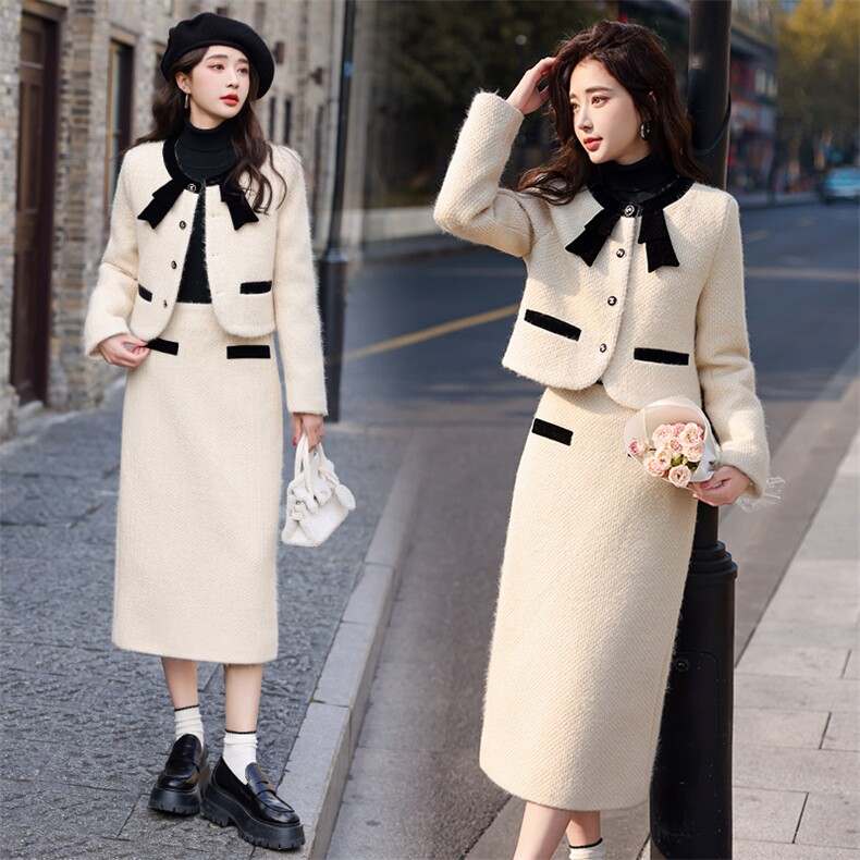 冬季气质羽绒小香风套装长裙两件套210-G23161-P255-K369，女装羽绒服，韩蜜菓