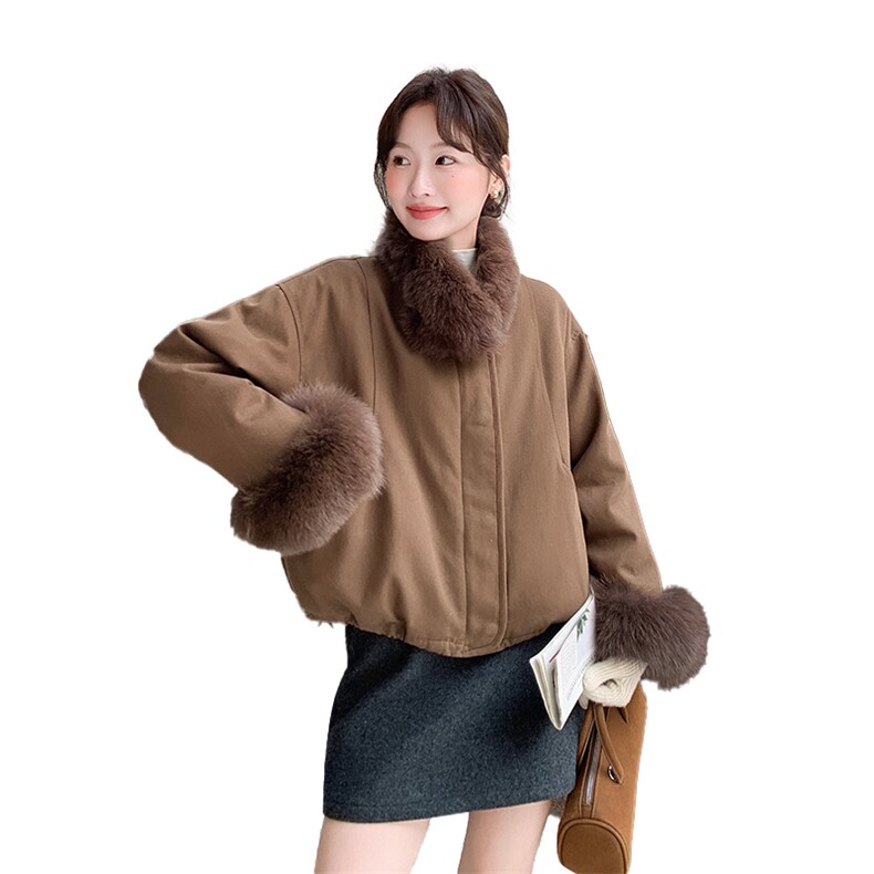新品上新~狐狸毛围脖90羽绒内胆派克羽绒服女5167-P350-K518,女装羽绒服,2C126