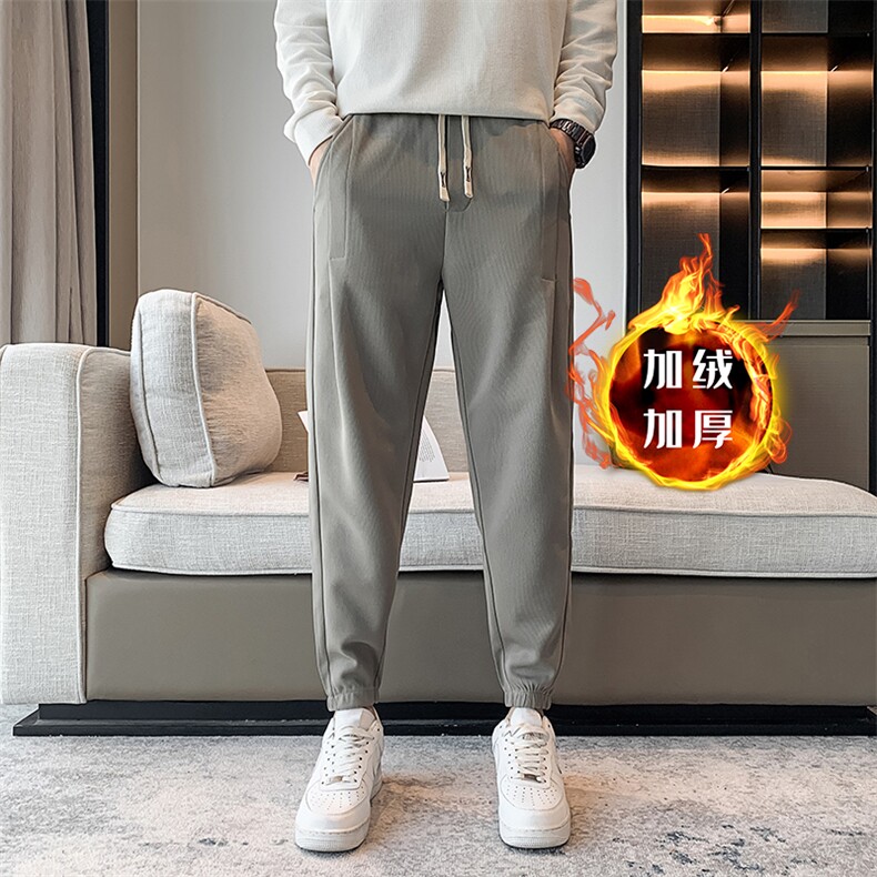 加绒卫裤秋冬保暖纯色休闲裤男宽松大码运动裤潮901K11p45加绒55，男装休闲裤，星座901