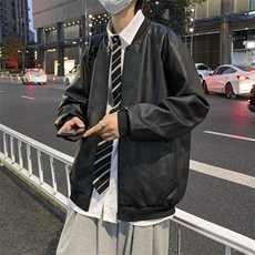 秋季PU皮衣外套男ins潮牌痞帅机车夹克韩版潮流宽松W2097-P60，男装皮衣，星座512-2