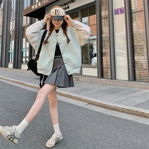 【现货上新】俏皮减龄学院风清新蓝绿色棒球服088-8818p125控178图片