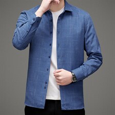 D2892男士2023年冬季长袖加羽绒衬衫商务休闲修身衬衣P132，男装衬衫，电商B360