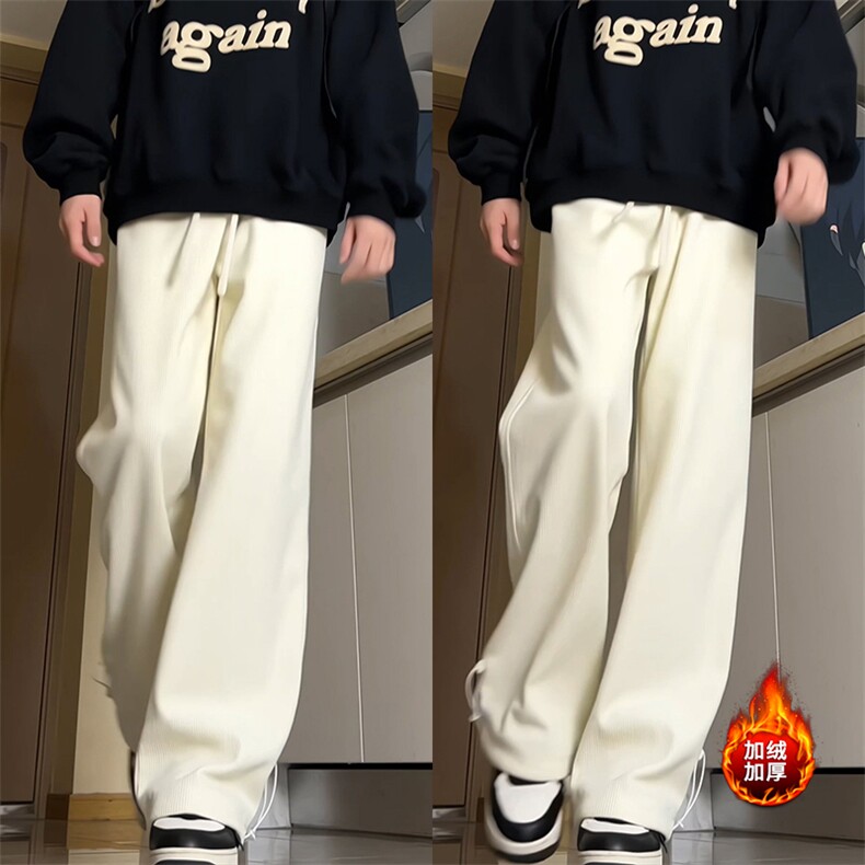保暖加绒裤可束脚运动裤休闲直筒灯芯绒长裤男 D7007-TP4068图片