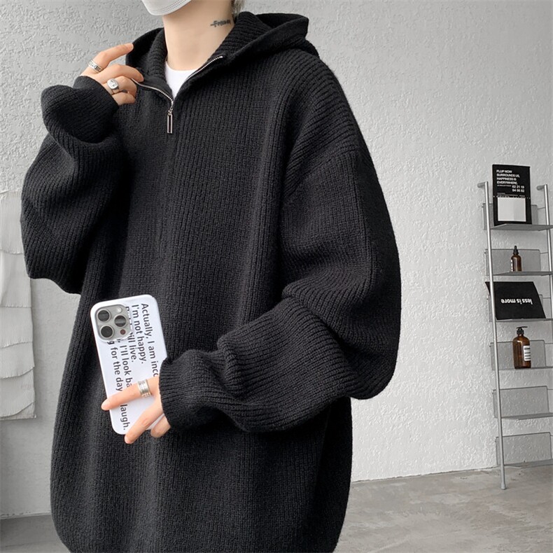 8XL-M毛衣男特大码宽松潮牌慵懒风痞帅连帽套头针织衫MY1509/P75,男装针织衫/毛衣,电商B238